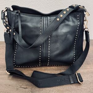 Montana West Concealed Carry Black Gold Studded Crossbody Purse Bag